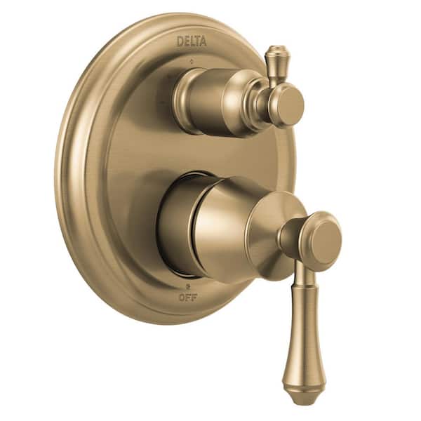 Cassidy Gold 2-Handle Wall-Mount Valve Trim Kit with 3-Setting Int Div in Champagne Bronze (Valve not Included)