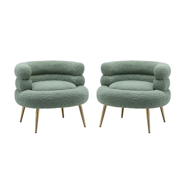 JAYDEN CREATION Virbius Sage Barrel Chair with Metal Legs (Set of 2)