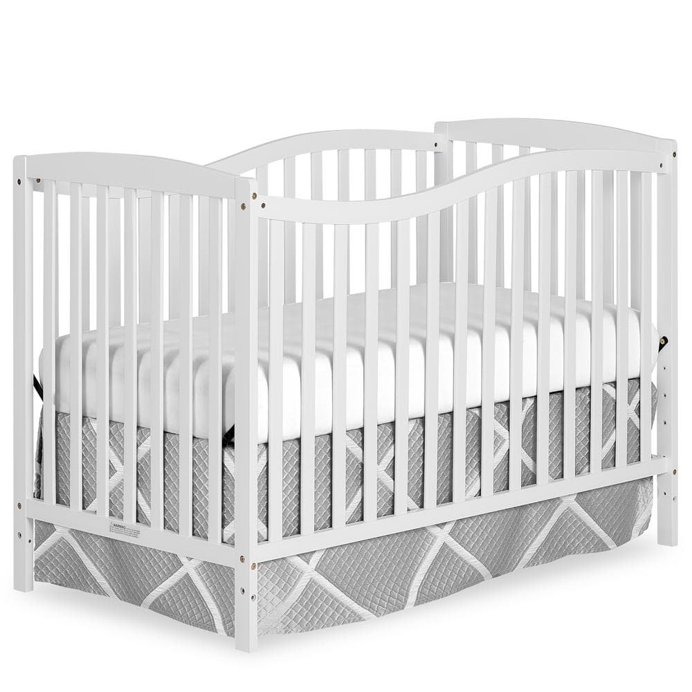 White Pinewood 5-in-1 Convertible Sleigh Crib