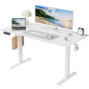 55 in. Rectangular White Electric Standing Computer Desk with Whole-Piece Desktop Board Height Adjustable