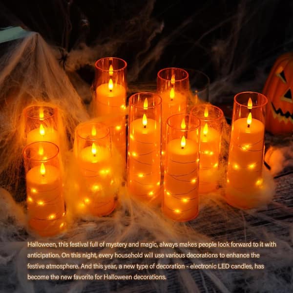 Orange Flameless LED Candles with Timer Set of 9 TG-FC-9POE - The