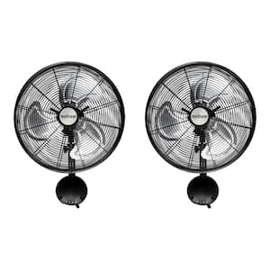 16 in. 3 Fan Speeds High Velocity Oscillating Metal Wall Fan in Black (2-Pack)