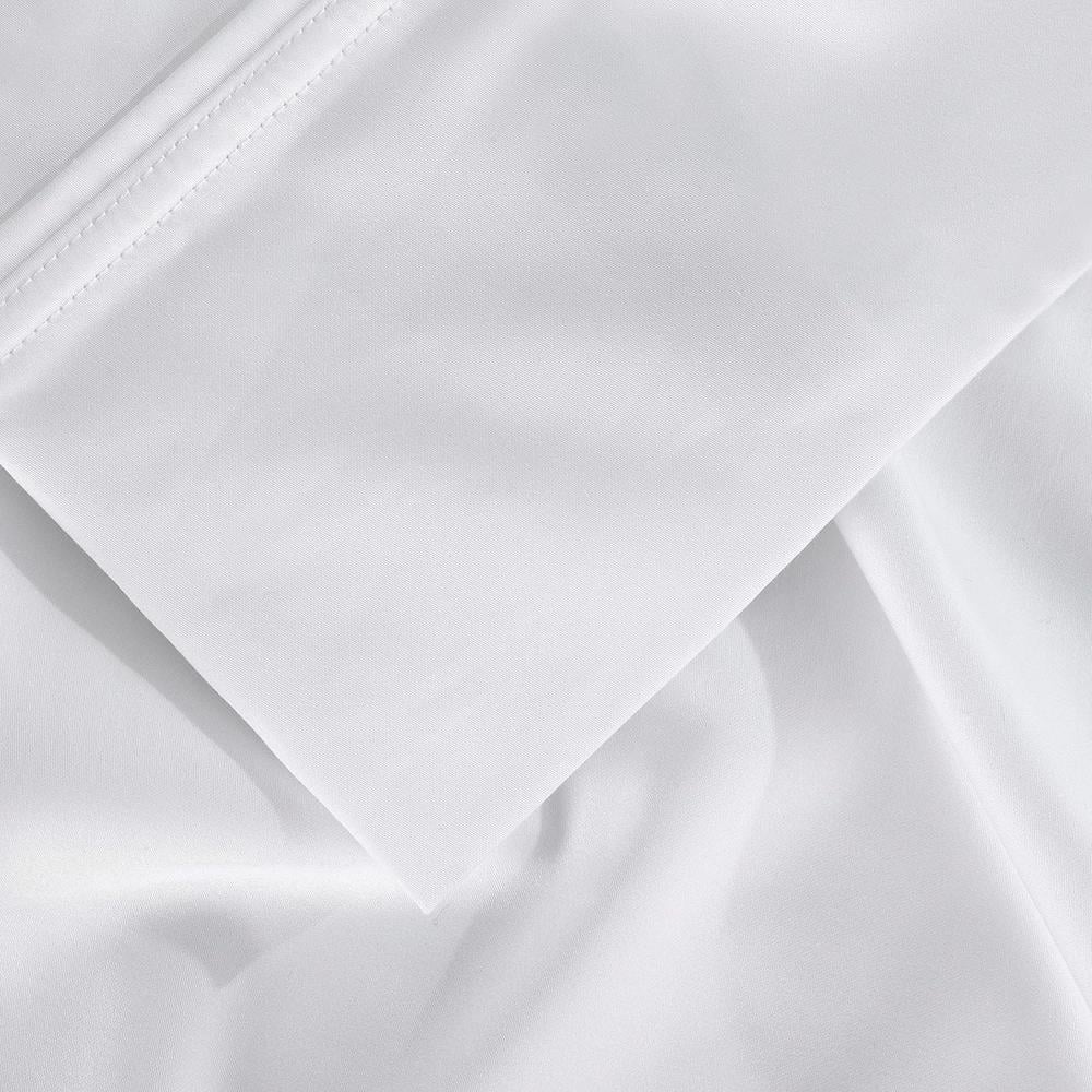 California King Bright White Cotton Bamboo Sheet Set