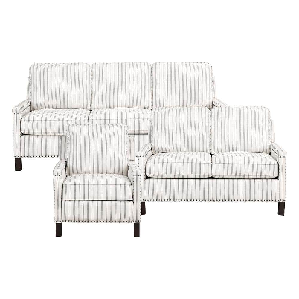 Boone 78 in. W Straight Arm Textured Fabric Rectangle 3-Piece Living Room S