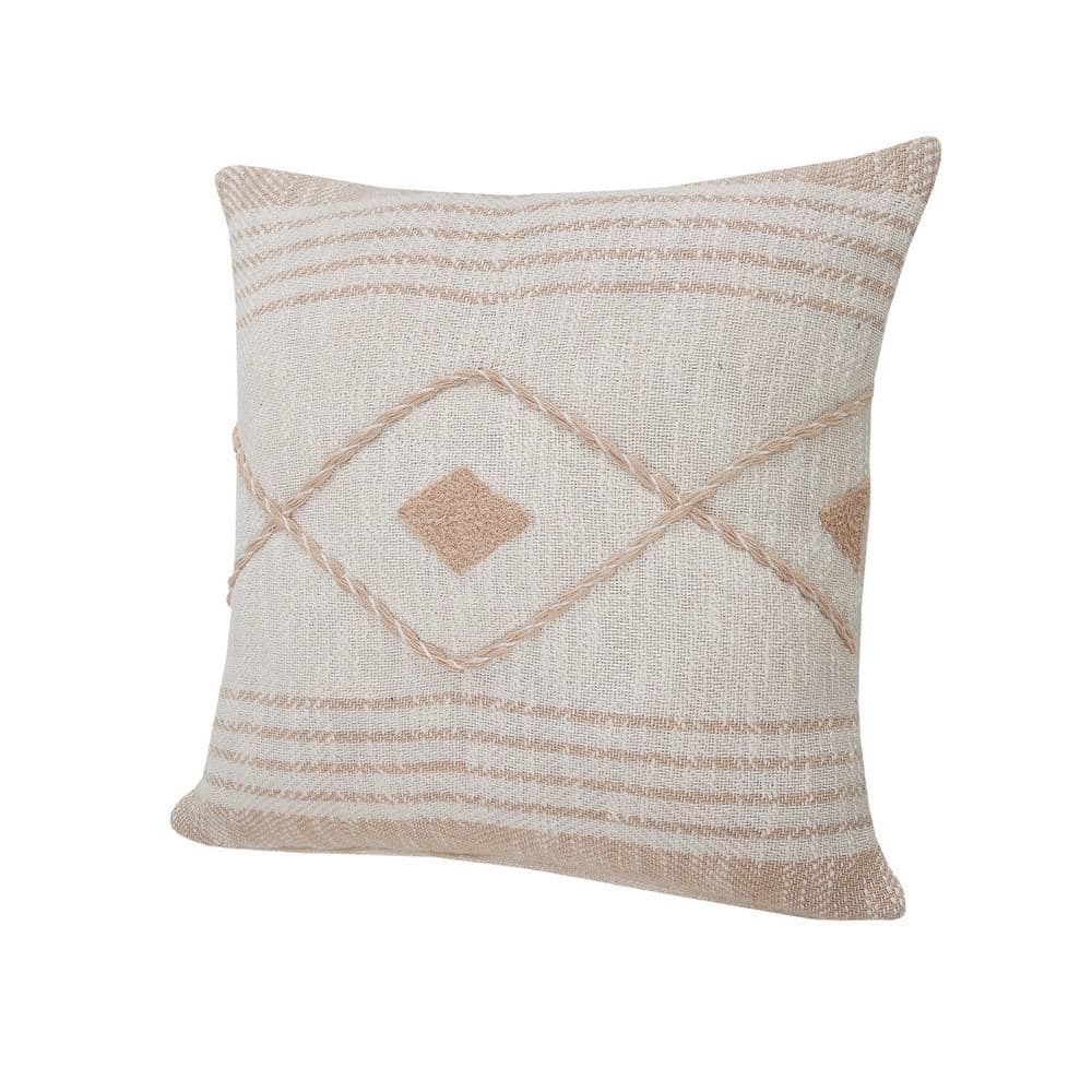 Coastal Peach and White Geometric Diamond Throw Pillow 20"