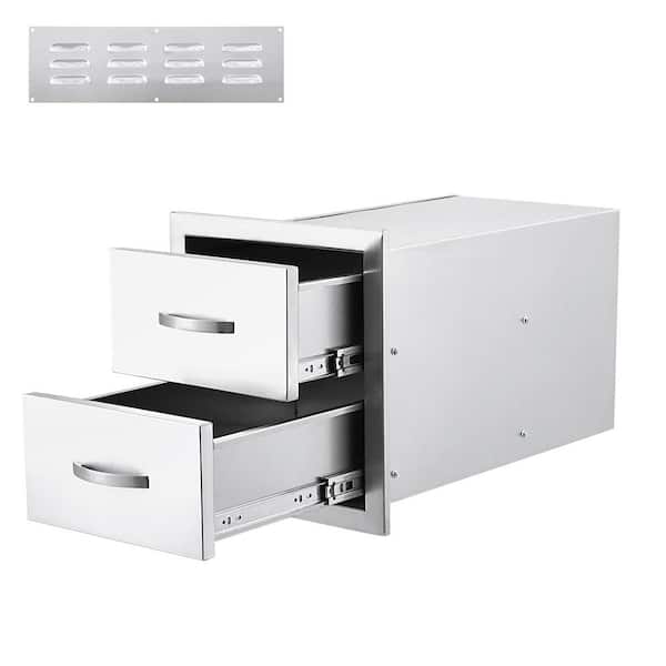 14 in. W x 23 in. D x 15 in. H Stainless Steel 2 Drawer Access Drawer Unit