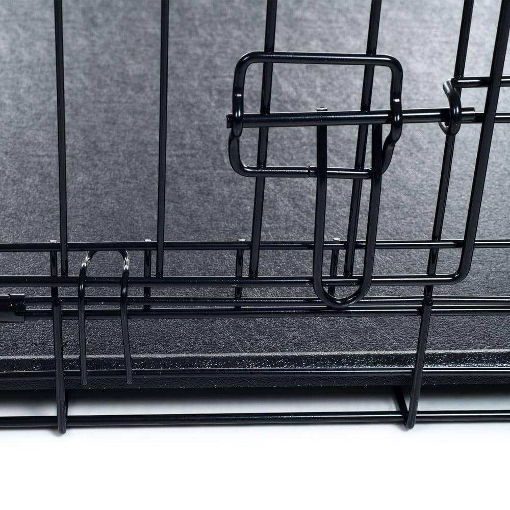 Extra Large Black Metal 2-Door Foldable Dog Crate Cage