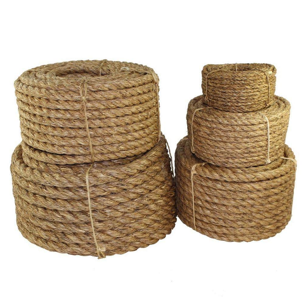 SGT KNOTS 1 in. x 600 ft. - Twisted Manila 3 Strand Natural Fiber Utility Rope