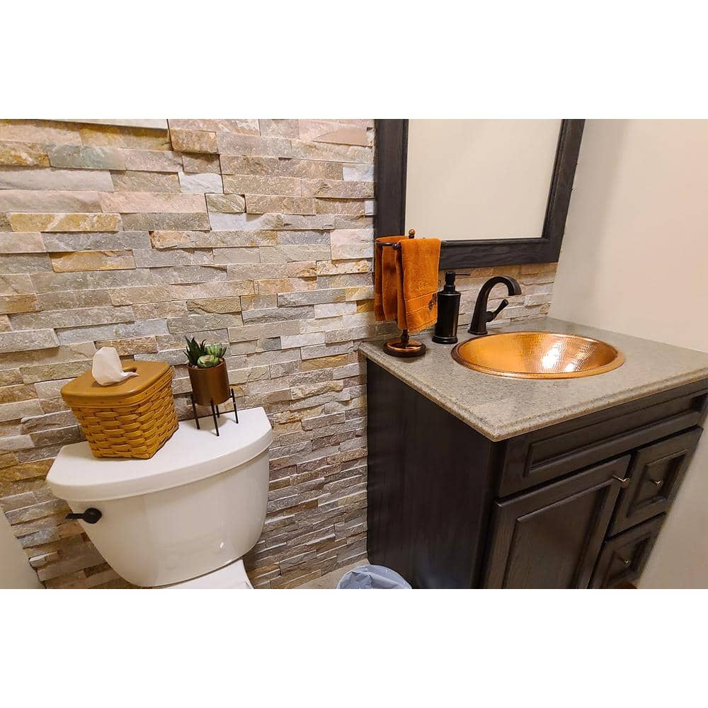 19" Oval Hand-Hammered Polished Copper Undermount Bathroom Sink