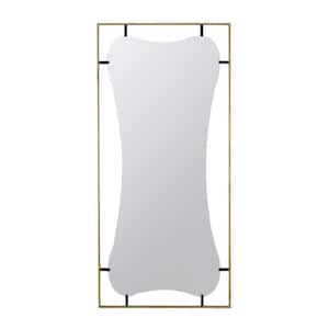 28 in. W x 60 in. H Modern Rectangle Framed Iron Gold Vanity Mirror