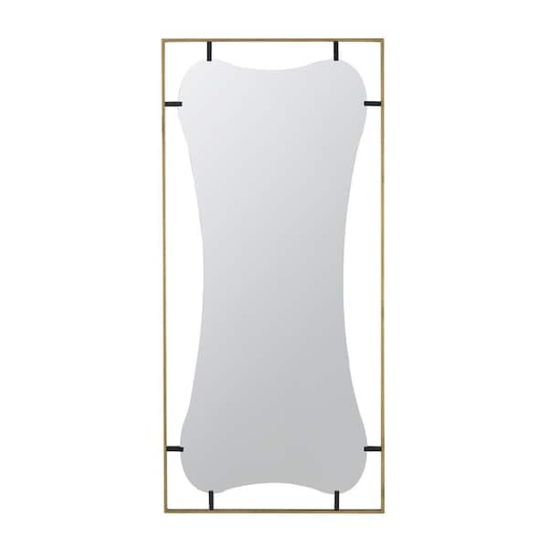 A & B Home 28 in. W x 60 in. H Modern Rectangle Framed Iron Gold Vanity Mirror