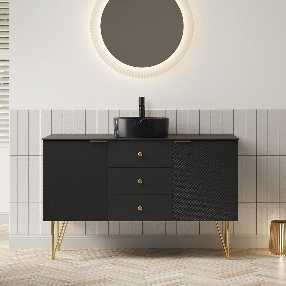48 in. Single Sink Freestanding Black Bath Vanity with Black Sintered Stone Top price history on PriceWatchPro