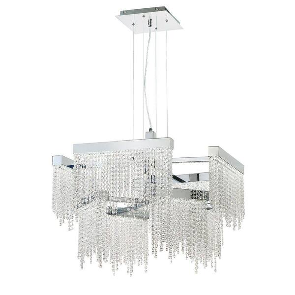 Eurofase Rossi Collection 120-Watt Chrome Integrated LED Chandelier with Crystal Shade