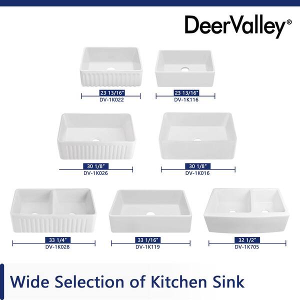 DEERVALLEY Eclipse White Ceramic 33 in. L 50/50 Rectangular Double