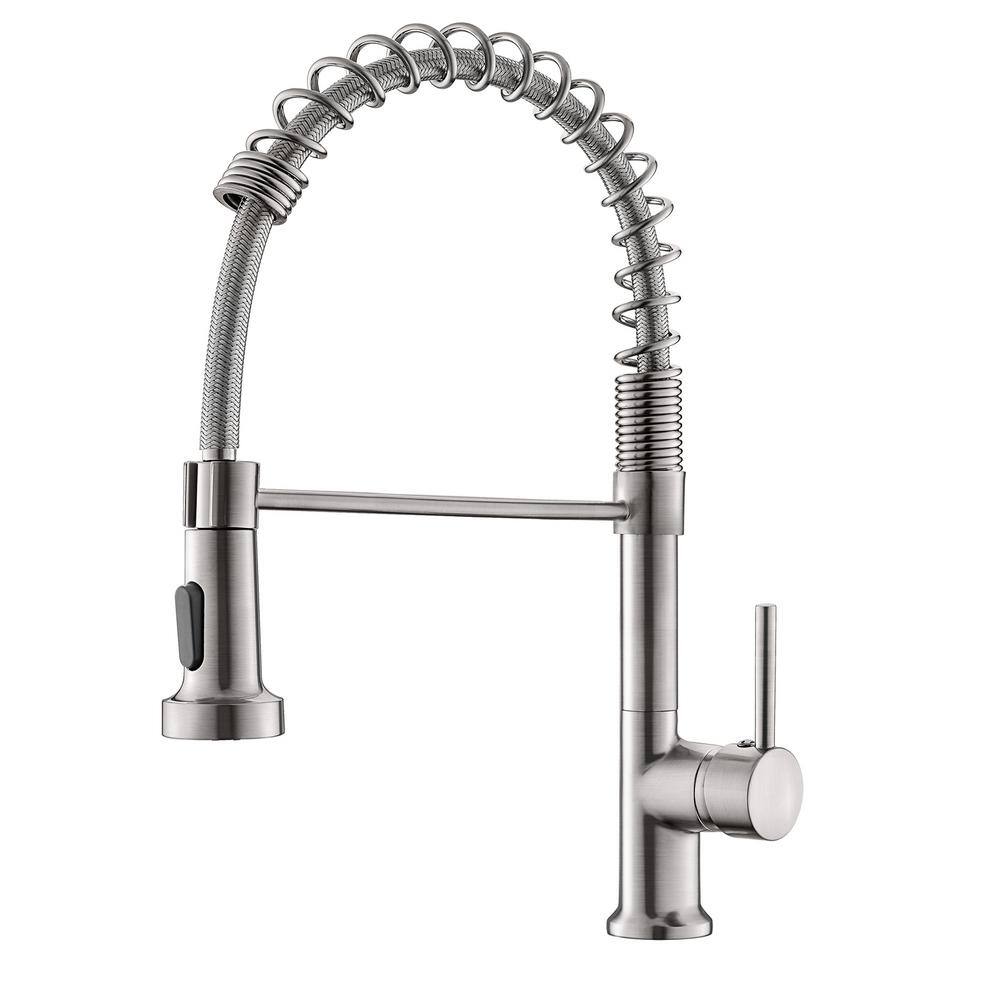 Spring Single Handle Pull Down Sprayer Kitchen Faucet, Modern Kitchen Faucet in Brushed Nickel price history on PriceWatchPro
