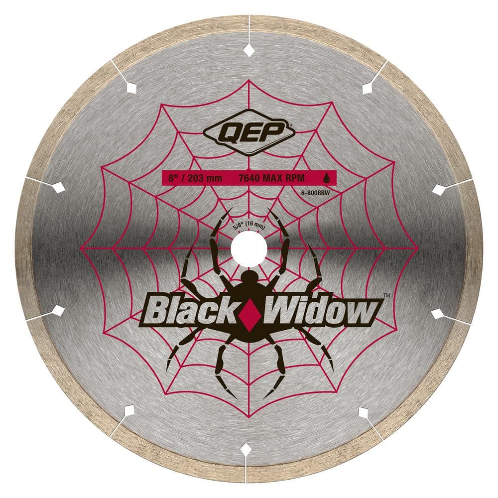 QEP 8 In. Black Widow Micro-Segmented Diamond Blade For Porcelain And ...