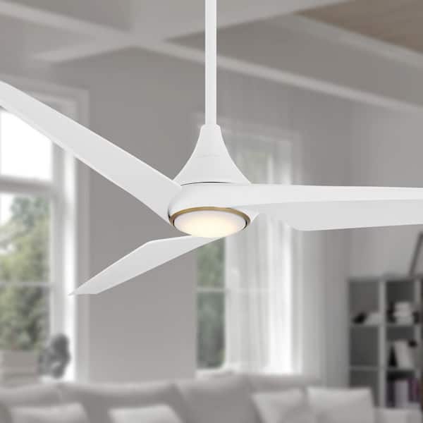 Switch-3 60 in. Smart Indoor Flat White Dual Mount Ceiling Fan with Integrated LED, Remote Control Included
