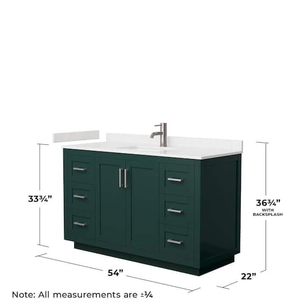 Miranda 54 in. W x 22 in. D x 33.75 in. H Single Bath Vanity in Green with Carrara Cultured Marble Top
