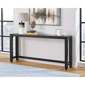 Sable 66 in. Black Rectangle Glass Top Sofa Console Table