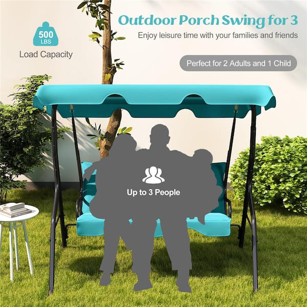 Costway 3 Seats Canopy Patio Swing Glider Hammock Cushioned