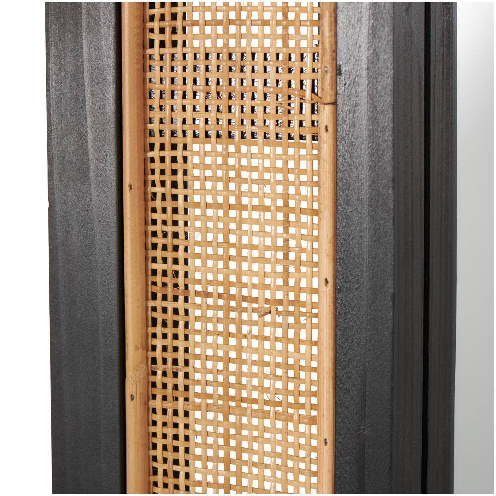 Nela Brown Wicker and Rattan Rectangle Wall Mirror