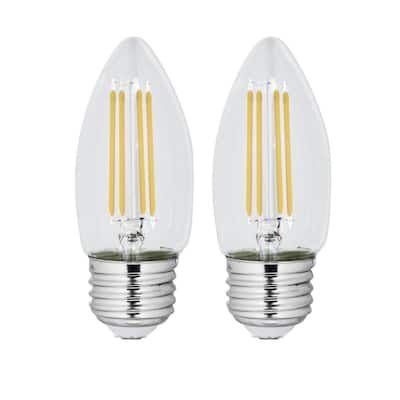 60-Watt Equivalent B10 E26 Base Dimmable Filament CEC ENERGY STAR 90 CRI Chandelier LED Light Bulb, Daylight (2-Pack)