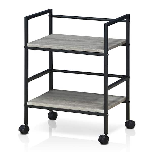 Furinno Modern MDF 4-Wheeled Storage Cart in Dark Oak