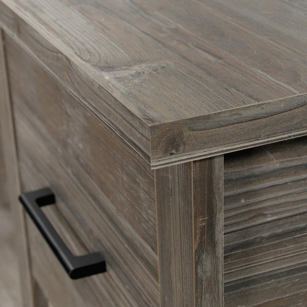 Pebble Pine L-Shaped Computer Desk with Drawer and Filing Cabinet