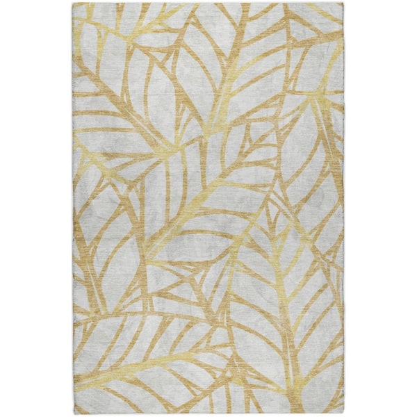 Dream Shag Premium Machine Washable Abstract ADS741 Gold 9 ft. x 12 ft. Area Rug