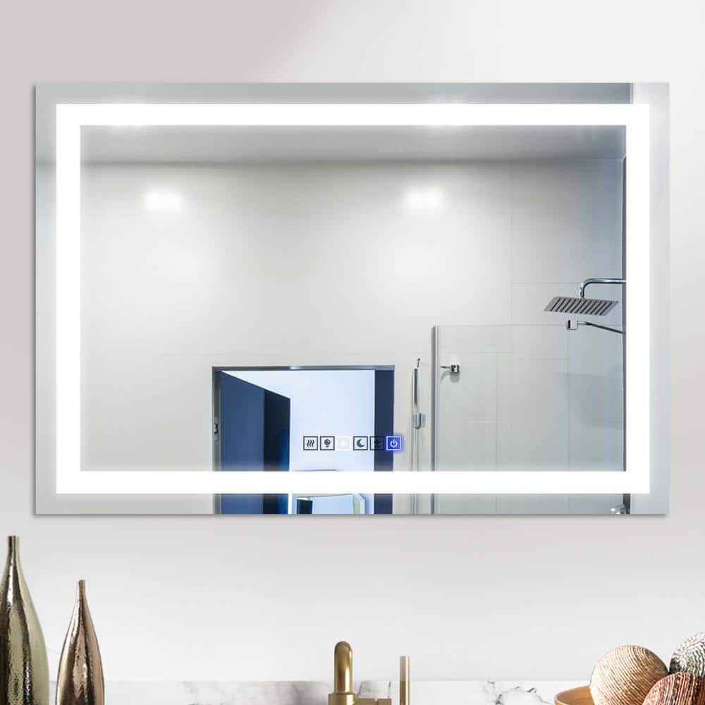 Sleek 60'' Frameless LED Lighted Full-Length Mirror with Touch Dimmer