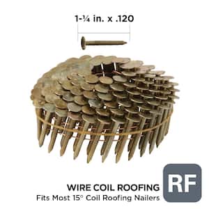 1-1/4 in. x 0.120 in. 11-Gauge Electrogalvanized Ring Shank Wire Coil Roofing Nails (7200 per Box)
