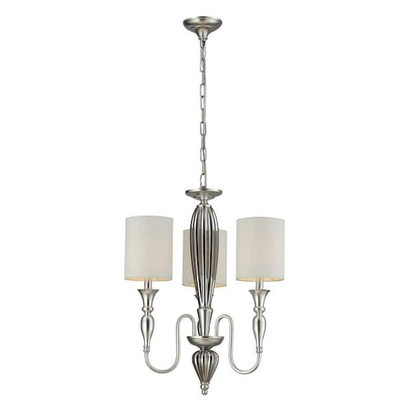 Titan Lighting Martique 3-Light Ceiling Chrome and Silver Leaf Chandelier