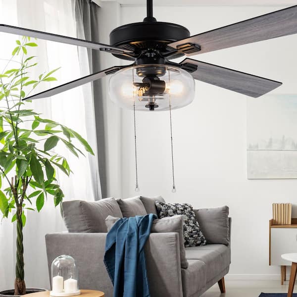 Liza 52 in. LED Indoor Black Ceiling Fan with Light