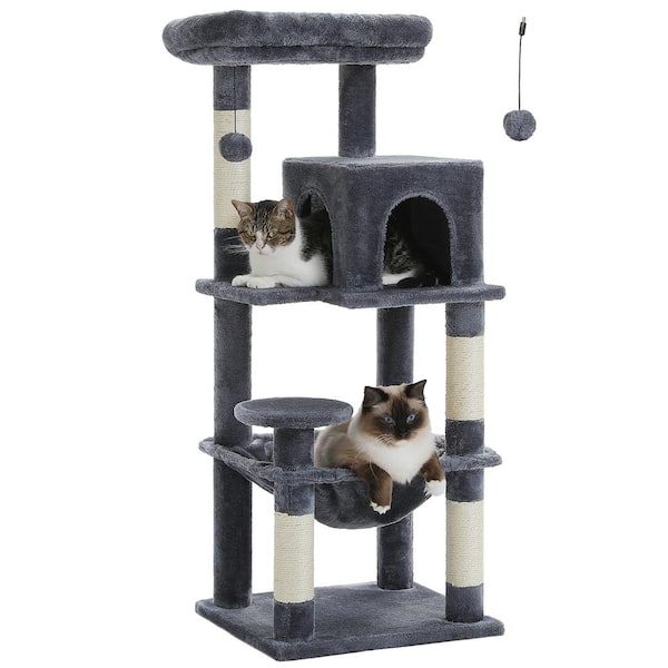 Foobrues 45.7 in. Cat Tree for Indoor Cats 5 Level Cat Tower for Large Cats with Metal Frame in Dark Grey L AMT0110DGY M