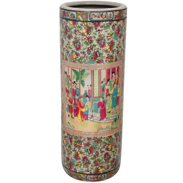 Oriental Furniture 23.5 in. Porcelain Decorative Vase in Red BW-UMBR-RMD -  The Home Depot