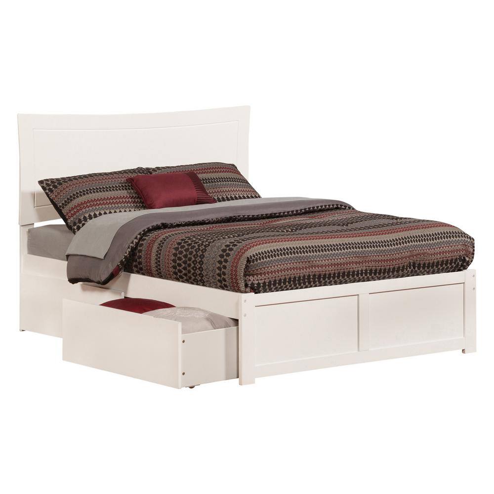 Atlantic Furniture Metro White Full Platform Bed with Flat Panel Foot