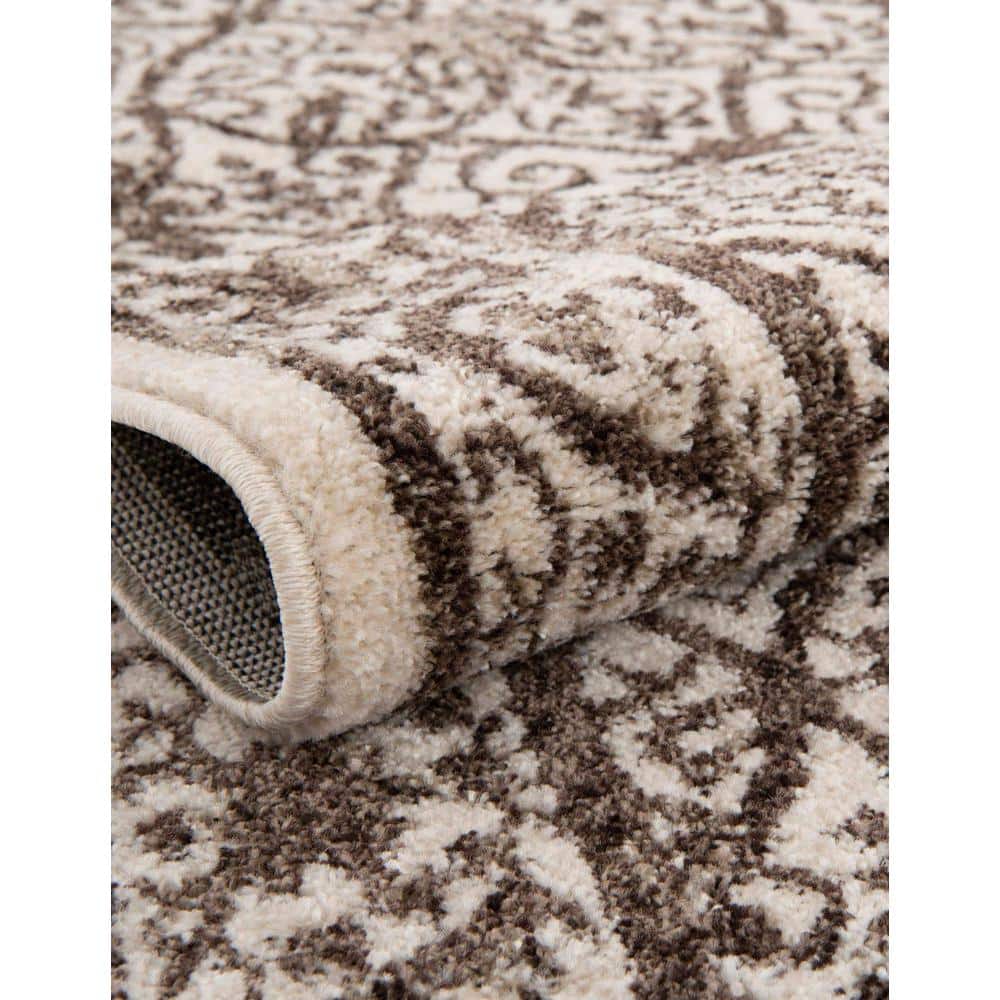 Beige and Brown Synthetic Stain-Resistant 10' x 13' Area Rug