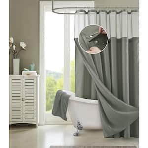 Hotel Complete 72 in. Gray Textured Waffle Shower Curtain with Detachable Liner