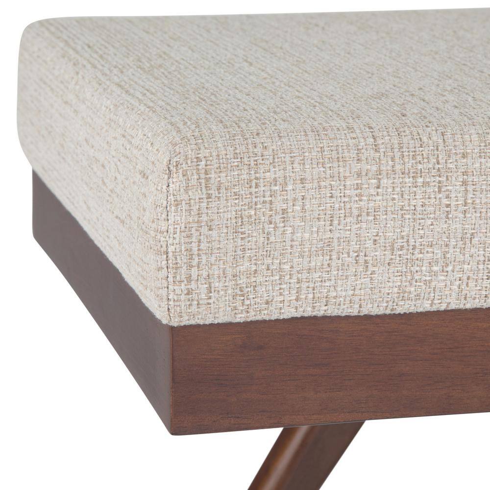 Chanelle Mid Century Platinum Tweed Ottoman Bench