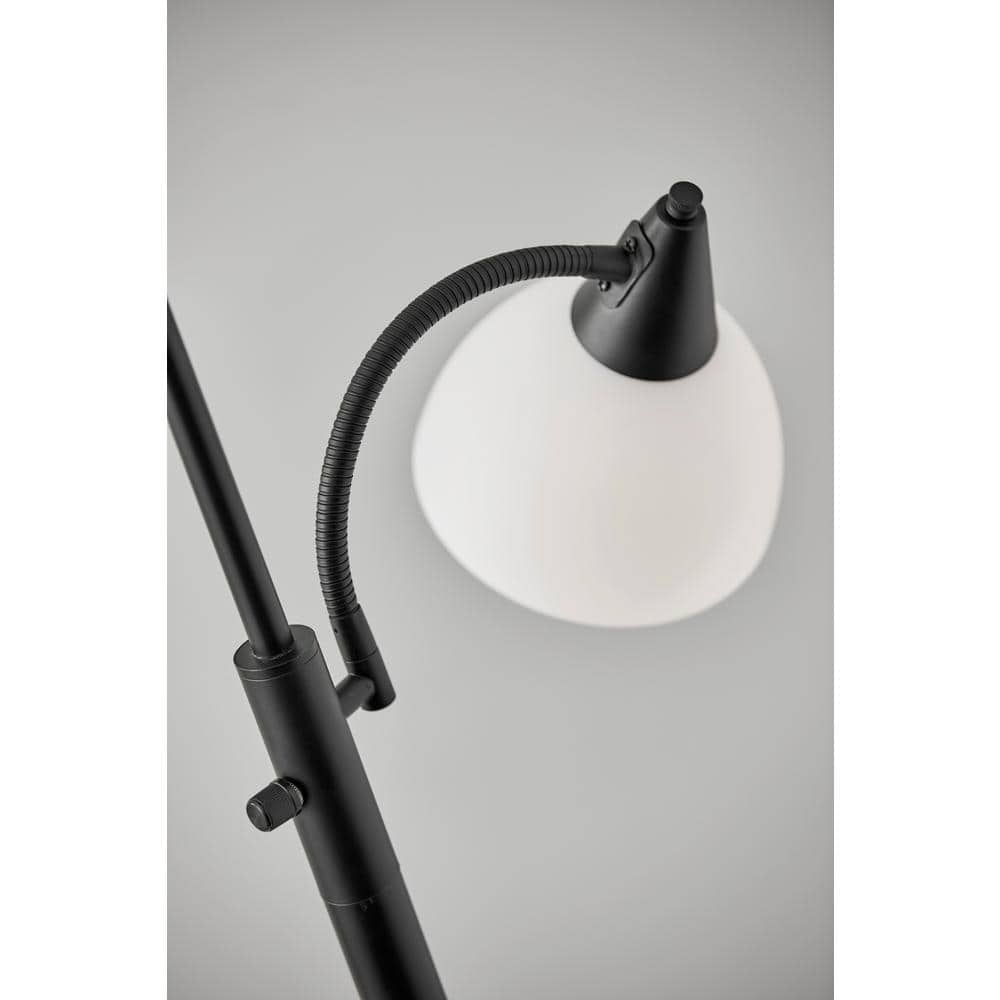 Black Adjustable Torchiere Floor Lamp with Reading Light