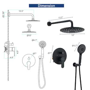 Single Handle 2-Spray Shower Faucet 1.8 GPM with High Pressure 10 in. Shower Head in Black