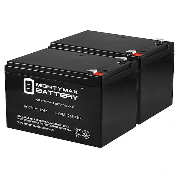 MIGHTY MAX BATTERY 12-Volt 12Ah SLA Battery for Invacare L-3 Microporatable Scooter - 2 Pack