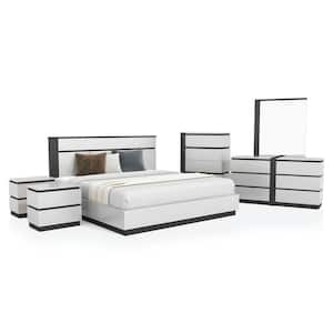 Summit Run 6-Piece White Wood Eastern King Bedroom Set