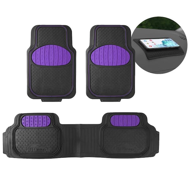 FH Group Purple Heavy Duty Liners Trimmable Touchdown Floor Mats - Universal Fit for Cars, SUVs, Vans and Trucks - Full Set