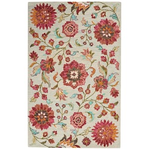 Bahari Grey/Multi 5 ft. x 7 ft. Floral Contemporary Area Rug