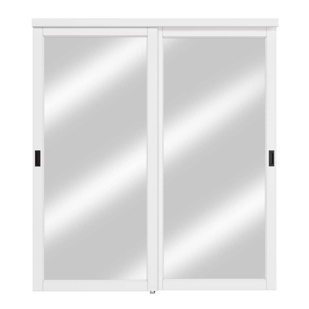 72 in. x 80 in. Solid Core 1-Lite Mirror White Primed MDF Interior Closet Sliding Door with Hardware price history on PriceWatchPro