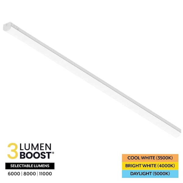 8 ft. 80-Watt Integrated LED Strip Light Fixture, Selectable Lumens and 3500K/4000K/5000K, Garage Light, Round End Caps