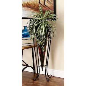 30 in., and 28 in. Extra Large Brown Metal Indoor Outdoor Planter with Scroll Stand (2- Pack)