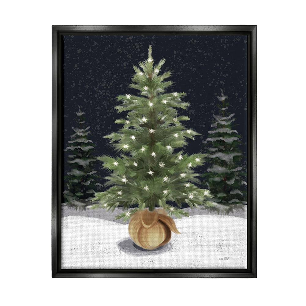 Christmas Tree Snow Scene by House Fenway 1 Piece Floater Frame Graphic Print Nature Poster Art Print 31 in. x 25 in. price history on PriceWatchPro