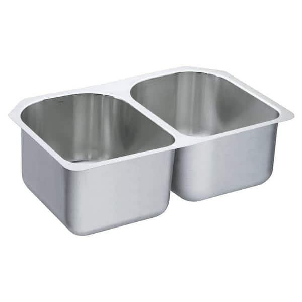 MOEN 1800 Series Undermount Stainless Steel 29.25 in. Double Bowl Kitchen Sink